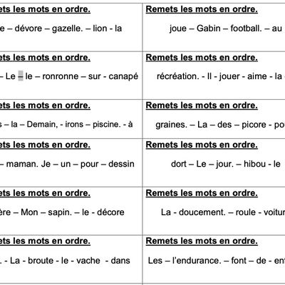 Grammaire CP - Remettre les mots en ordre