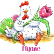  750P  - Poule et tulipes - Pâques - Signature -