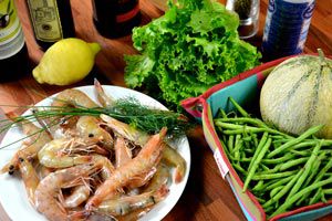 Salade de crevettes au melon