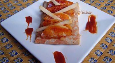 Crêpe à la crème caramel au beurre salé et pommes caramélisées
