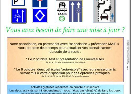 action de prévention : actualisation du code de la route pour les seniors