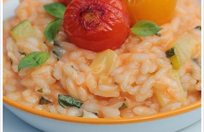 Risotto tomates, courgette et basilic