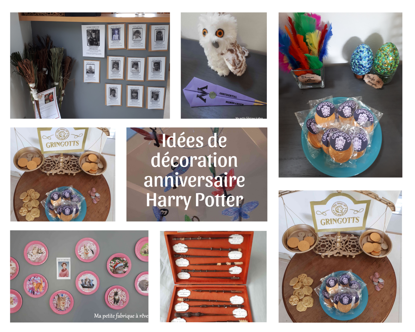 Décoration anniversaire Harry Potter grimoire gazette baguette potion 