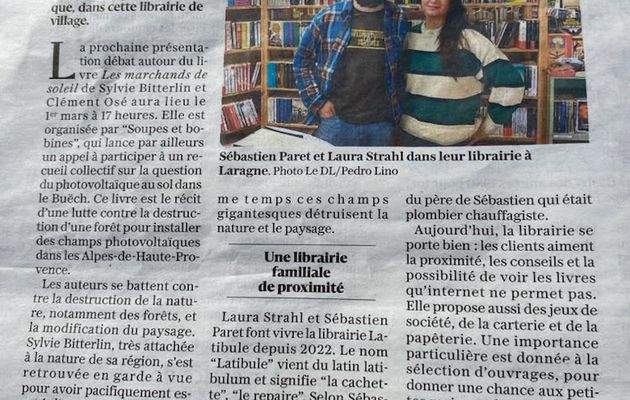 el[Elzeard] LARAGNE (05), Samedi 1er mars à 17h - Présentation du livre LES MARCHANDS DE SOLEIL