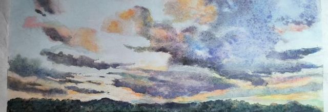 Coucher de Soleil, aquarelle