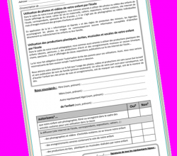 Autorisation de diffusion pour le site d'école