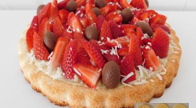 Moelleux coco aux fraises de Pâques