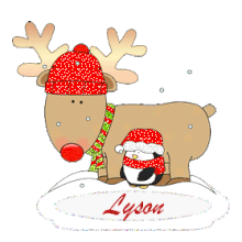 668 - Renne et Pingouin - signature, blinkie, noel, hiver