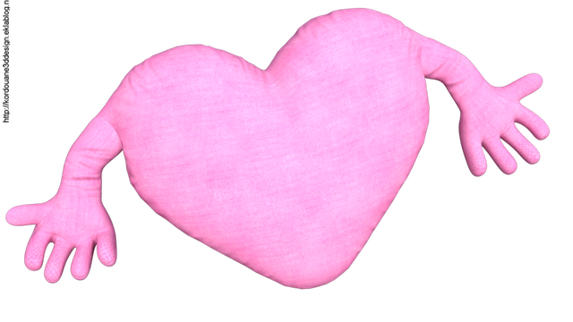 Coussin en forme de cœur avec mains (tube-render) 