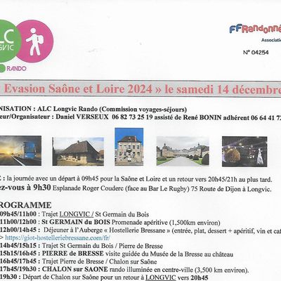 "Evasion Saône-et-Loire 2024" - Samedi 14 décembre 2024