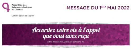 Message du 1er mai 2022 - "Accordez votre vie à l'appel que vous avez reçu" - AECQ