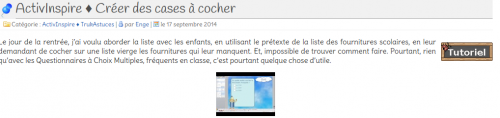 J'aime... la rubrique trucs et astuces pour activinspire du cartable d'une maîtresse