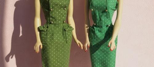 Barbie vintage #3 : Pak Polka dot Sheath Dress - green