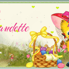 755 - Carte de Pâques "poussinette" -