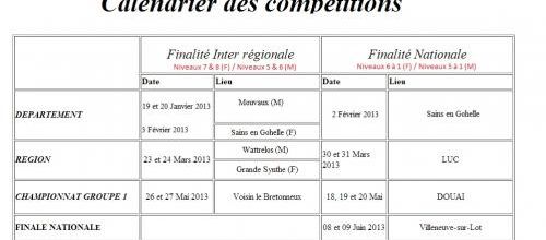 Calendrier des compétitions