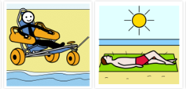 Les pictogrammes de l'été à la plage en Arasaac