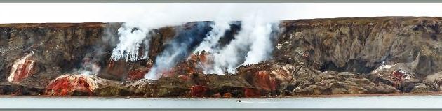 1er septembre 2016, escale géologie : Smoking Hills, 70° 15' 48" Nord, 127° 11' 05" Ouest (Vue panoramique sur 180°) - Cape Bathurst - Territoires du Nord-ouest - Canada