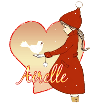 654 B - Fille et oiseau hiver - signature blinkie gif animé