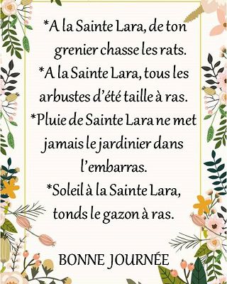 Dictons et Fête du jour Lara + grille prénom  !