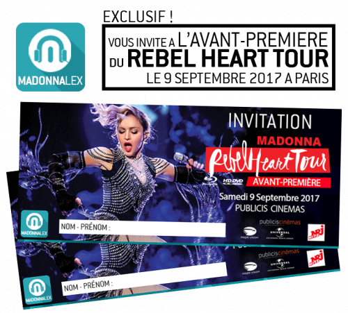 Resultat du concours 'Avant-Premiere Rebel Heart Tour Film'