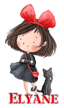 734 - fille et chat - signature, gif animé, blinkie