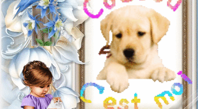 PETITE FILLE OISEAUX CHIEN