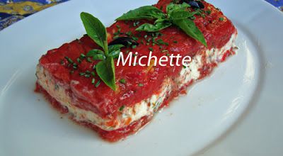 Terrine de tomates du jardin au chèvre frais et sa vinaigrette