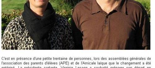 OUEST FRANCE - 05/10/2012 - Jérôme Leroux prend la tête de l'Amicale laïque.