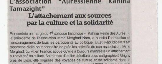 Voyage solidaire dans les aurès du  17 mai au 4 juin 2009
