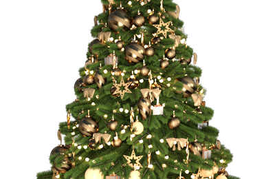 Tube de sapin de Noël doré (render-image)