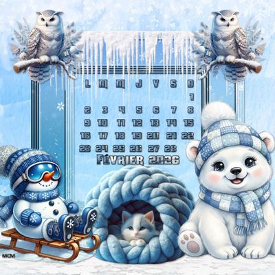 Fond écran calendrier Février 2026