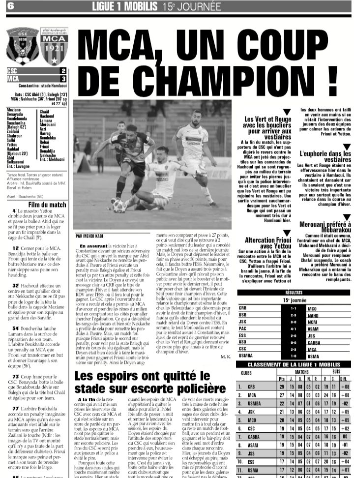 Samedi 21.12.2019 à Constantine Stade 