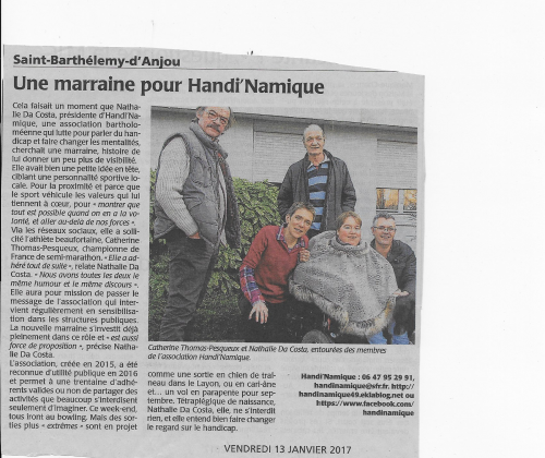 Article courrier de l'ouest le 13/01/2017