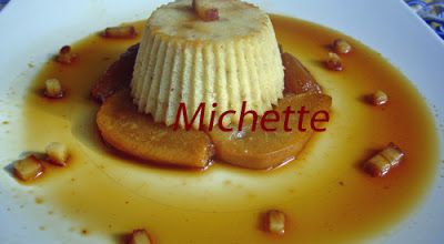 Mini cheese cake au turron tendre, corolle de poire au caramel