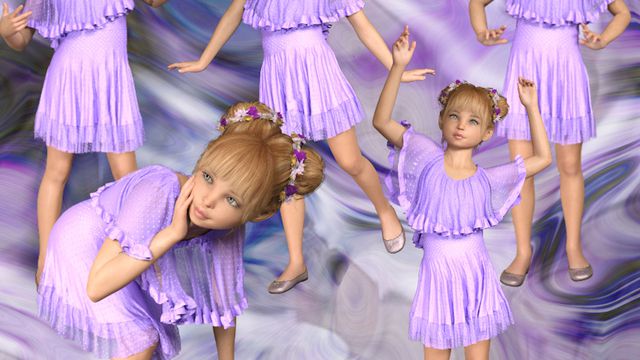 Alexina : Jolie fillette en bleu (tube-render)
