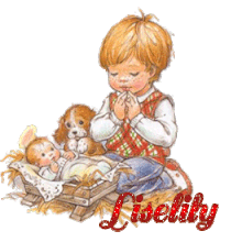 685B - Enfant chien et petit Jésus - noël, signature