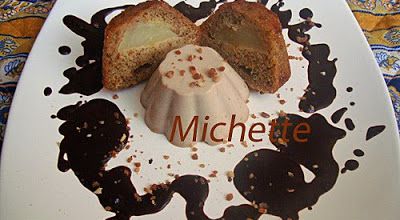 Panna cotta à la crème de marron, moelleux marron poire, coulis chocolat
