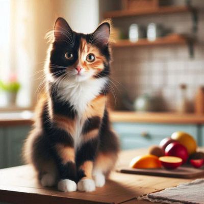 Chat tricolors sur une table