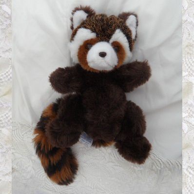 Doudou Peluche Raton Laveur Ajena Marron Et Blanc Queue Rayures