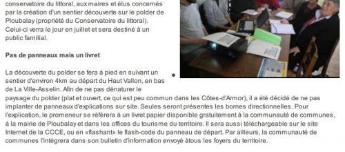 Le Télégramme - 18/04/2012 - Polder. Un sentier découverte verra le jour en juillet