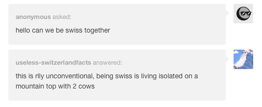 hello can we be swiss together