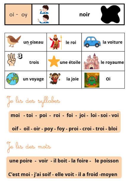 Mon petit livre de lecture pour les sons complexes:  Oi part à l'aventure!