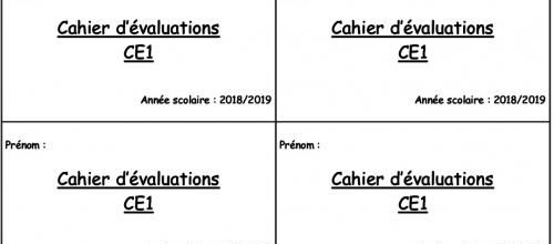 Page de garde cahier d'évaluation CE1