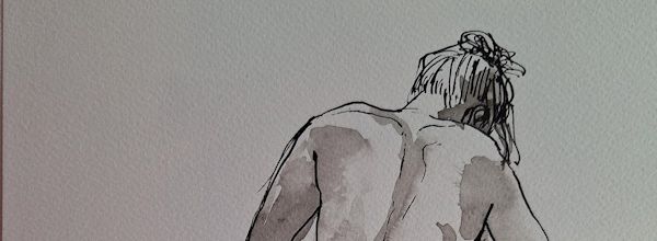 Mercredi - Une pose assise de dos.