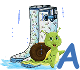 Alphabet Pluie, escargot et bottes en caoutchouc