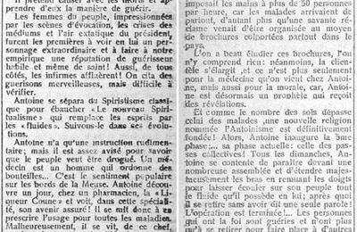 Antoine dit le guérisseur (L'Avenir du Luxembourg, 5 novembre 1911)(Belgicapress)