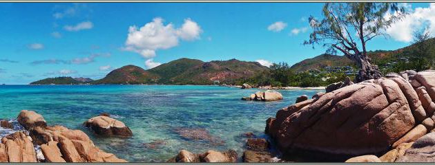Vue panoramique de Anse Takamaka - Praslin - Seychelles