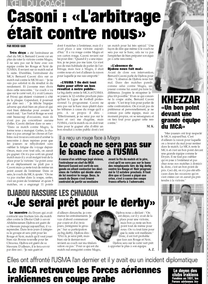 Samedi 5.10.2019 à Sétif Stade du 