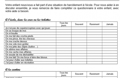 Questionnaire harcèlement