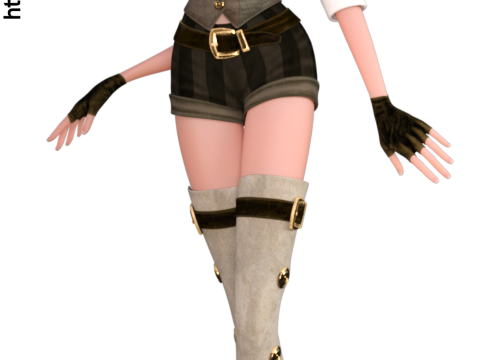 Tube de fille Steampunk Toon (render)